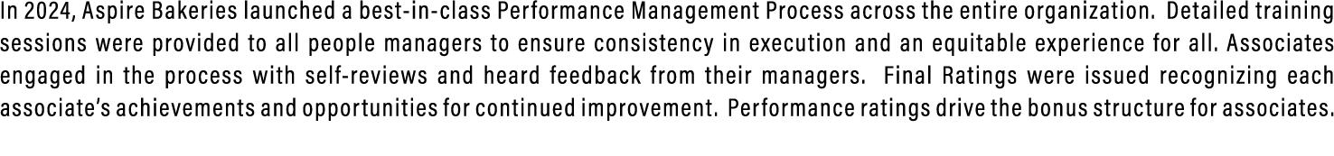 In 2024, Aspire Bakeries launched a best in class Performance Management Process across the entire organization. Deta...